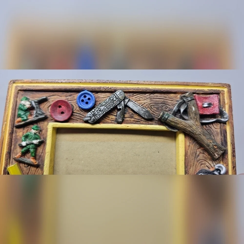 Russ Handpainted Resin Photo Frame Boys Childhood Toys 3.5x5 Photo Ready